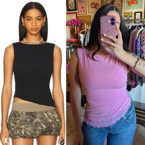 Free People Pink Ash Asymmetrical Tank Top